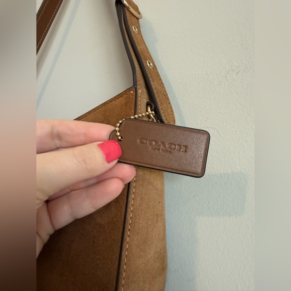 Coach Eliza Shoulder Bag Tan Leather Suede - Picture 5 of 15